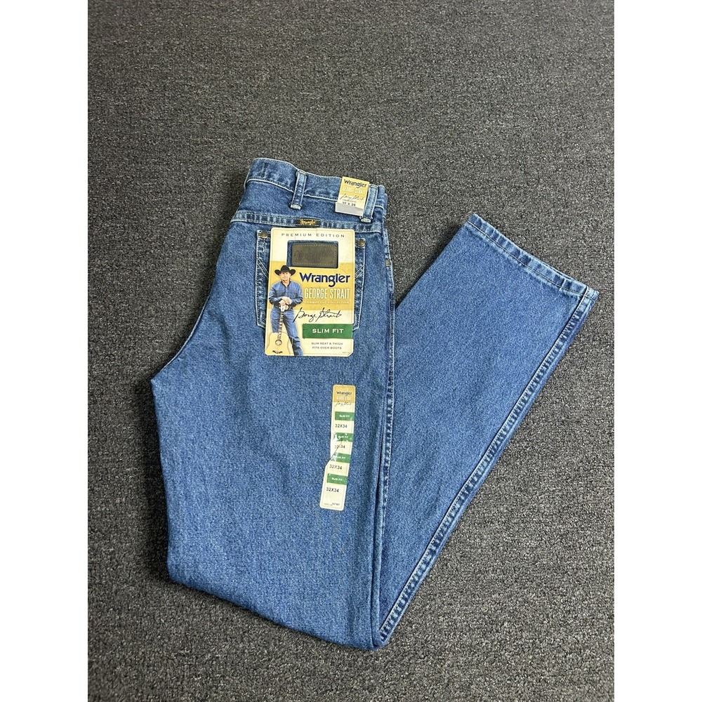 Wrangler George Straight Cowboy Cut Slim Fit Blue Jeans Mens 32x34 Western NEW